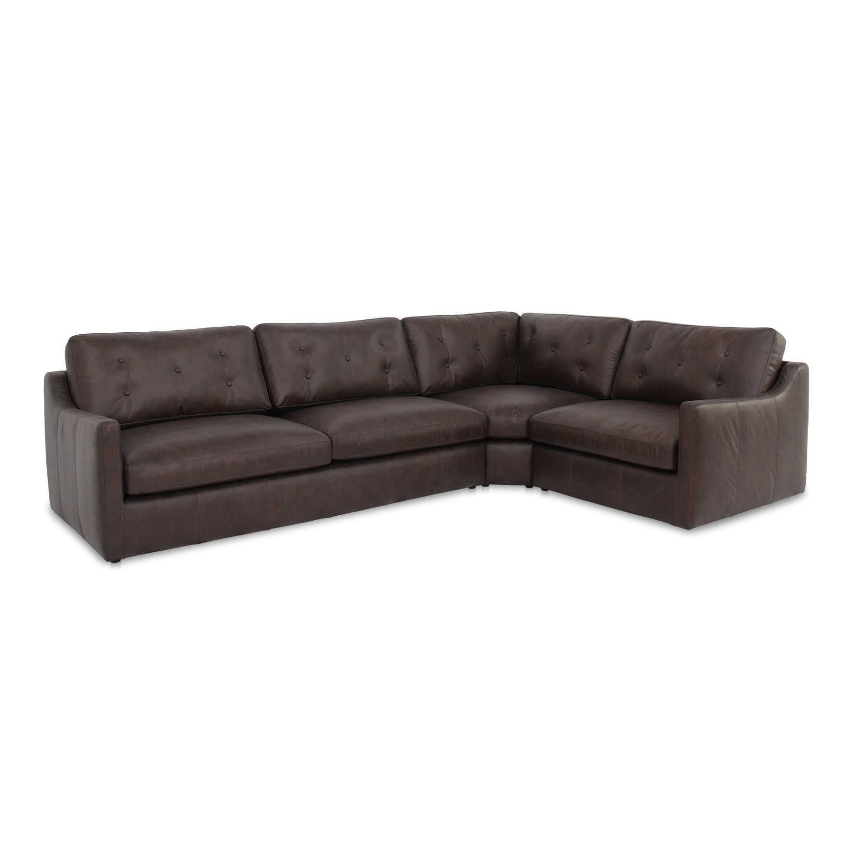 Thurlow Espresso Brown Leather 3 Piece Right Modular Sectional - Ornate Home