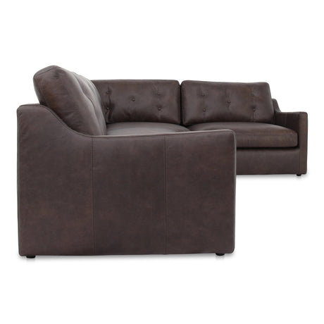Thurlow Espresso Brown Leather 3 Piece Right Modular Sectional - Ornate Home