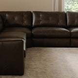 Thurlow Espresso Brown Leather Left Arm Facing Sofa - Ornate Home