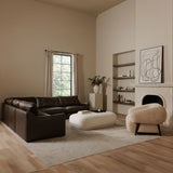 Thurlow Espresso Brown Leather Right Arm Facing Sofa - Ornate Home