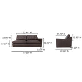 Thurlow Espresso Brown Leather Right Arm Facing Sofa - Ornate Home