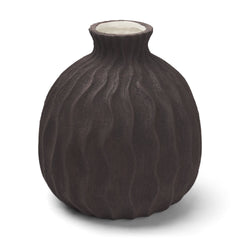 Tidal Brown Medium Ceramic Rippled Decorative Vase - Ornate Home