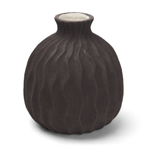 Tidal Brown Medium Ceramic Rippled Decorative Vase - Ornate Home