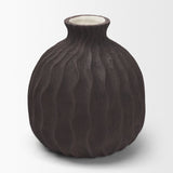 Tidal Brown Medium Ceramic Rippled Decorative Vase - Ornate Home