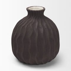 Tidal Brown Medium Ceramic Rippled Decorative Vase - Ornate Home