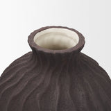 Tidal Brown Medium Ceramic Rippled Decorative Vase - Ornate Home