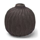 Tidal Brown Short Ceramic Rippled Decorative Vase - Ornate Home