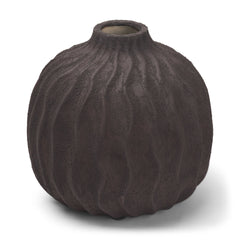 Tidal Brown Short Ceramic Rippled Decorative Vase - Ornate Home