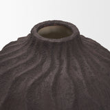 Tidal Brown Short Ceramic Rippled Decorative Vase - Ornate Home