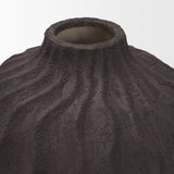 Tidal Brown Short Ceramic Rippled Decorative Vase - Ornate Home