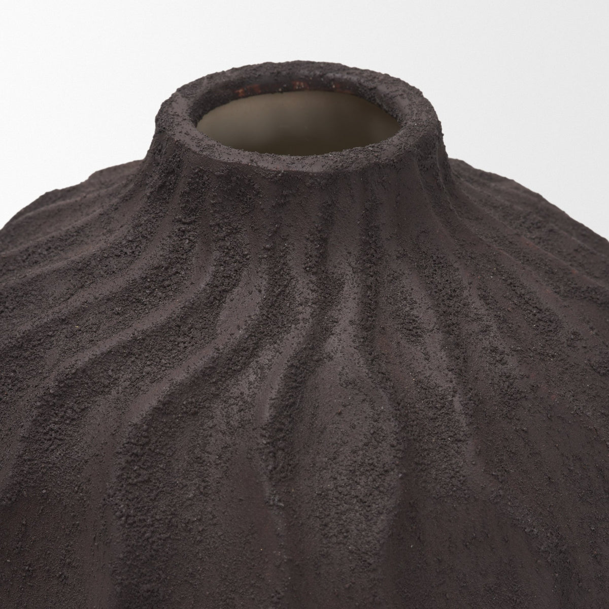 Tidal Brown Short Ceramic Rippled Decorative Vase - Ornate Home