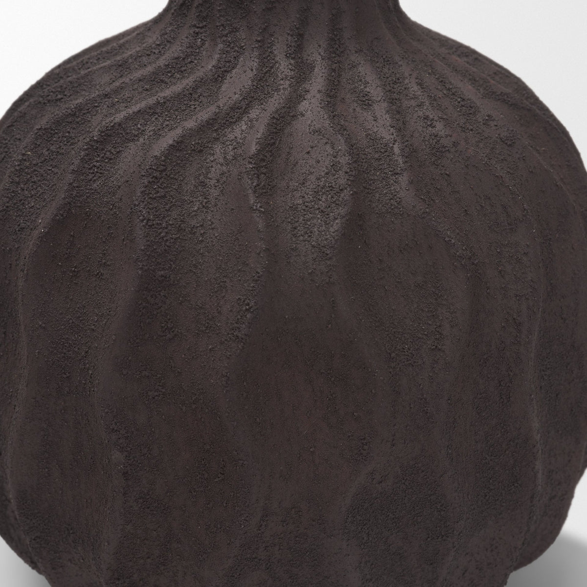 Tidal Brown Short Ceramic Rippled Decorative Vase - Ornate Home