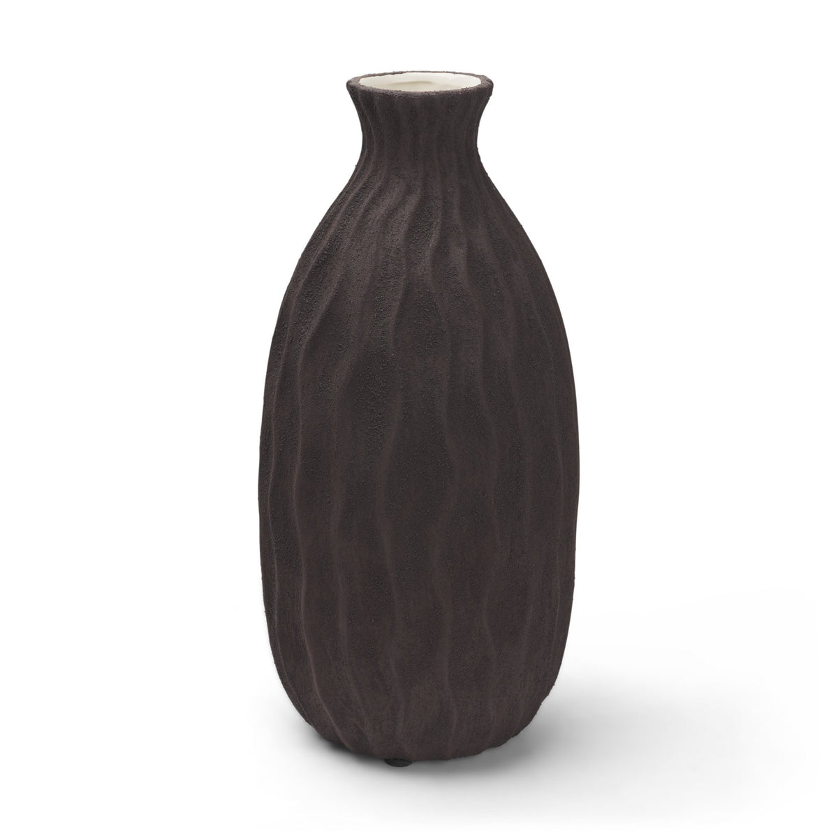 Tidal Brown Tall Ceramic Rippled Decorative Vase - Ornate Home