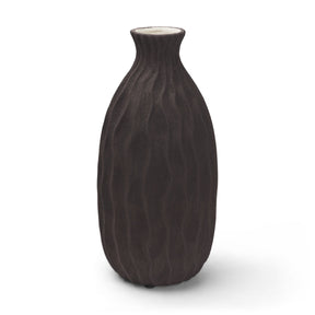 Tidal Brown Tall Ceramic Rippled Decorative Vase - Ornate Home