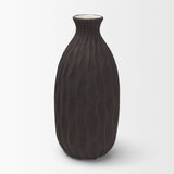 Tidal Brown Tall Ceramic Rippled Decorative Vase - Ornate Home