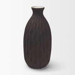 Tidal Brown Tall Ceramic Rippled Decorative Vase - Ornate Home