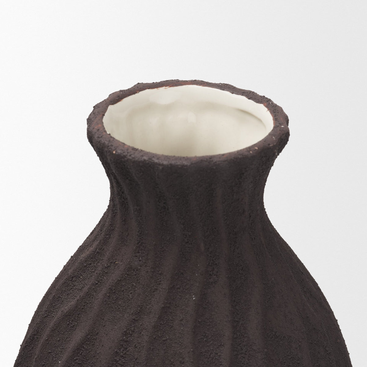 Tidal Brown Tall Ceramic Rippled Decorative Vase - Ornate Home
