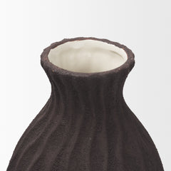 Tidal Brown Tall Ceramic Rippled Decorative Vase - Ornate Home