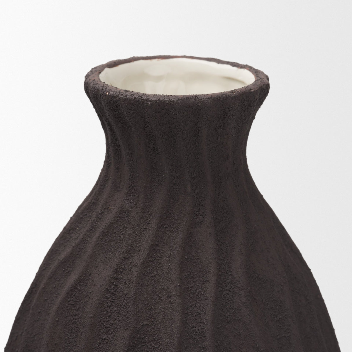 Tidal Brown Tall Ceramic Rippled Decorative Vase - Ornate Home