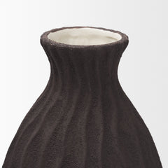 Tidal Brown Tall Ceramic Rippled Decorative Vase - Ornate Home