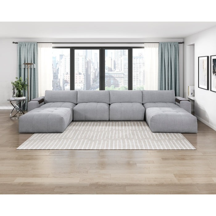Tidal Gray Ottoman With Caster - Ornate Home