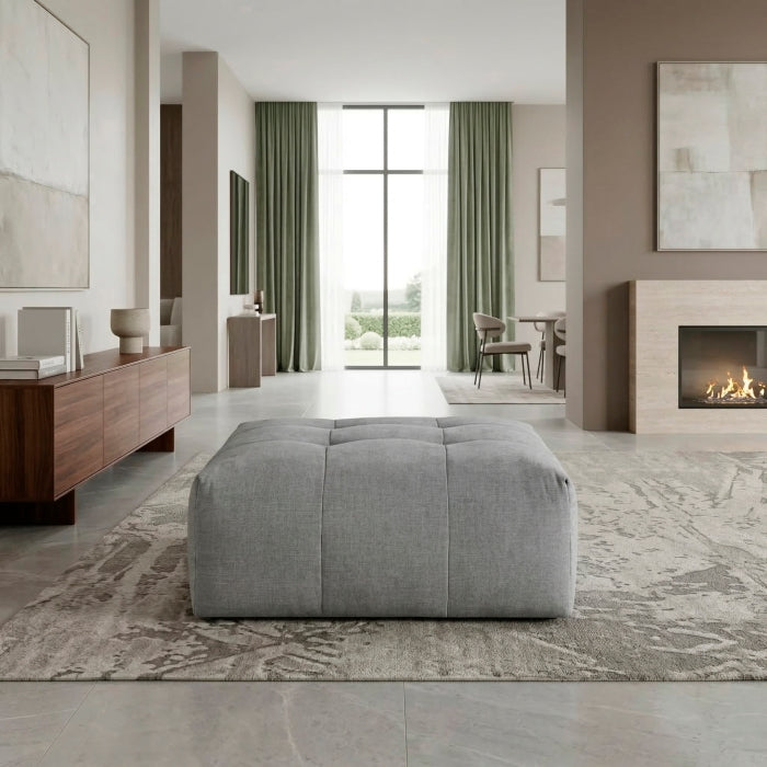 Tidal Gray Ottoman With Caster - Ornate Home
