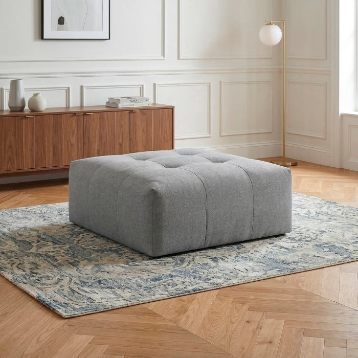 Tidal Gray Ottoman With Caster - Ornate Home