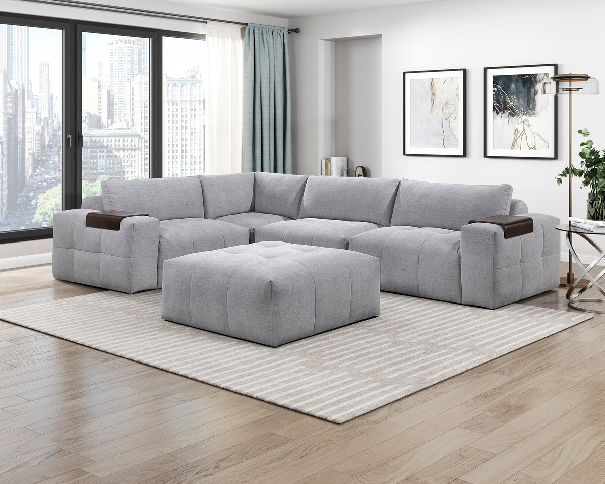 Tidal Gray Ottoman With Caster - Ornate Home