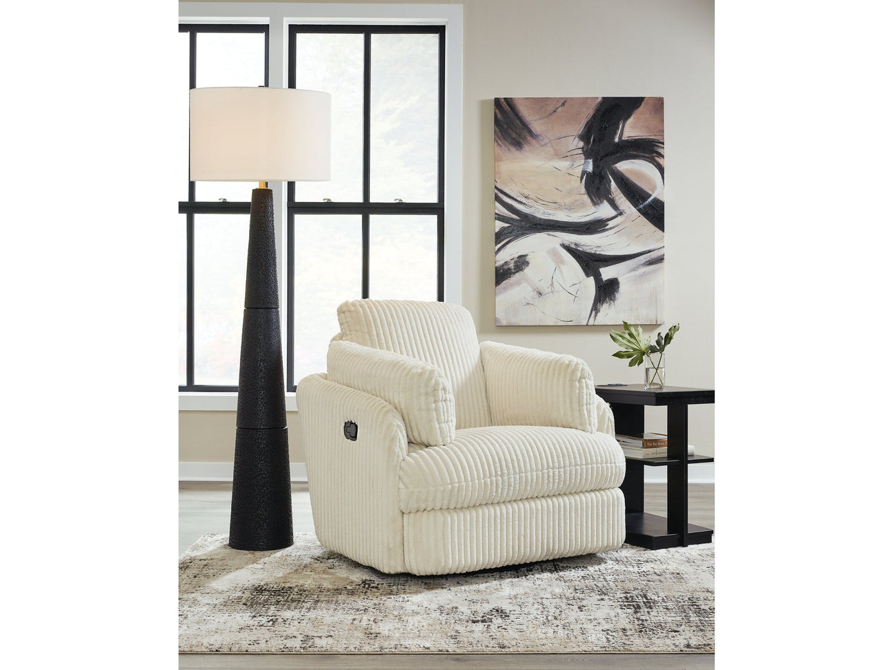 Lindyn Ivory Swivel Glider Recliner - Ornate Home