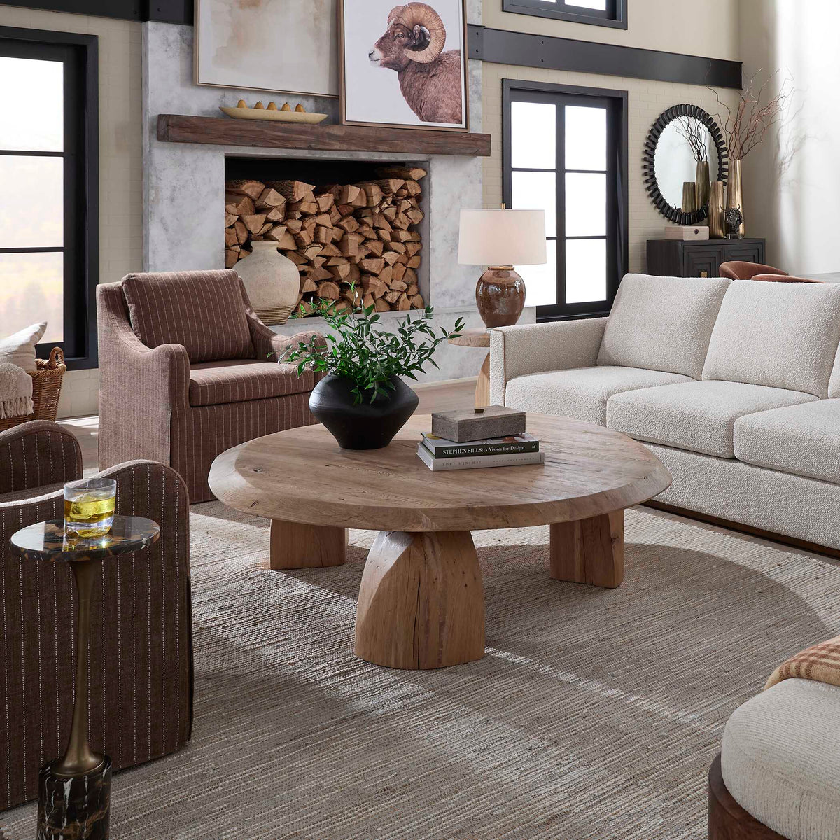 Tiernan Reclaimed Oak Round Coffee Table - Ornate Home
