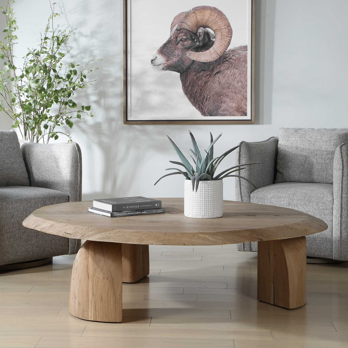 Tiernan Reclaimed Oak Round Coffee Table - Ornate Home