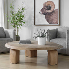 Tiernan Reclaimed Oak Round Coffee Table - Ornate Home