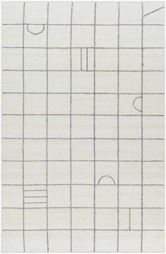 Tieve Black & White Grid Wool Rug - Clearance - Ornate Home