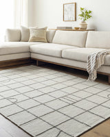 Tieve Black & White Grid Wool Rug - Clearance - Ornate Home