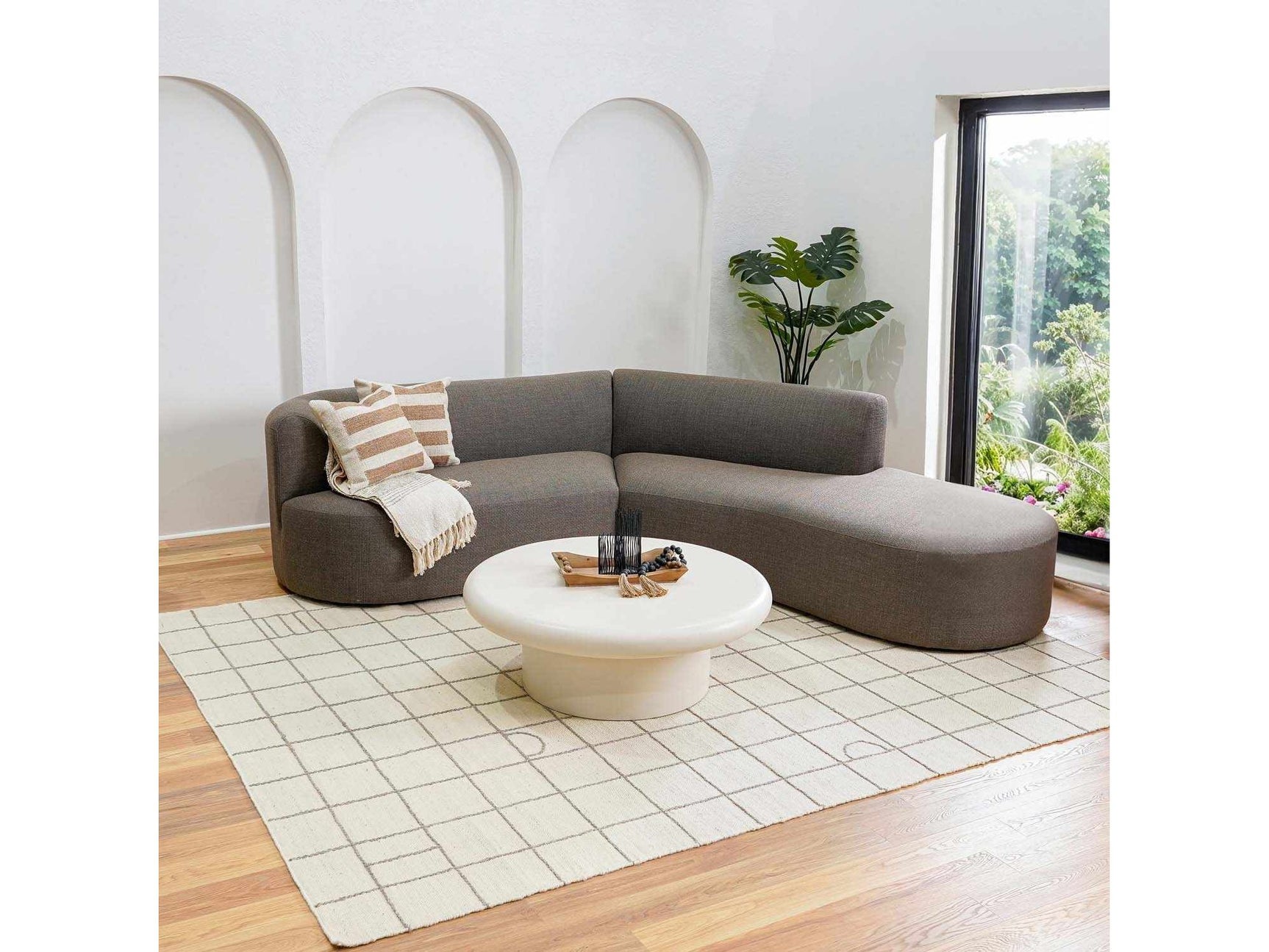 Tieve Black & White Grid Wool Rug - Ornate Home