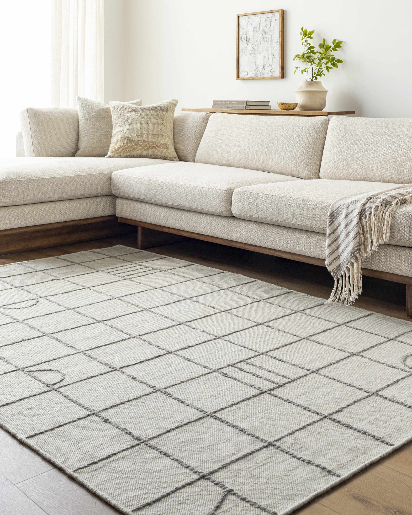 Tieve Black & White Grid Wool Rug - Ornate Home