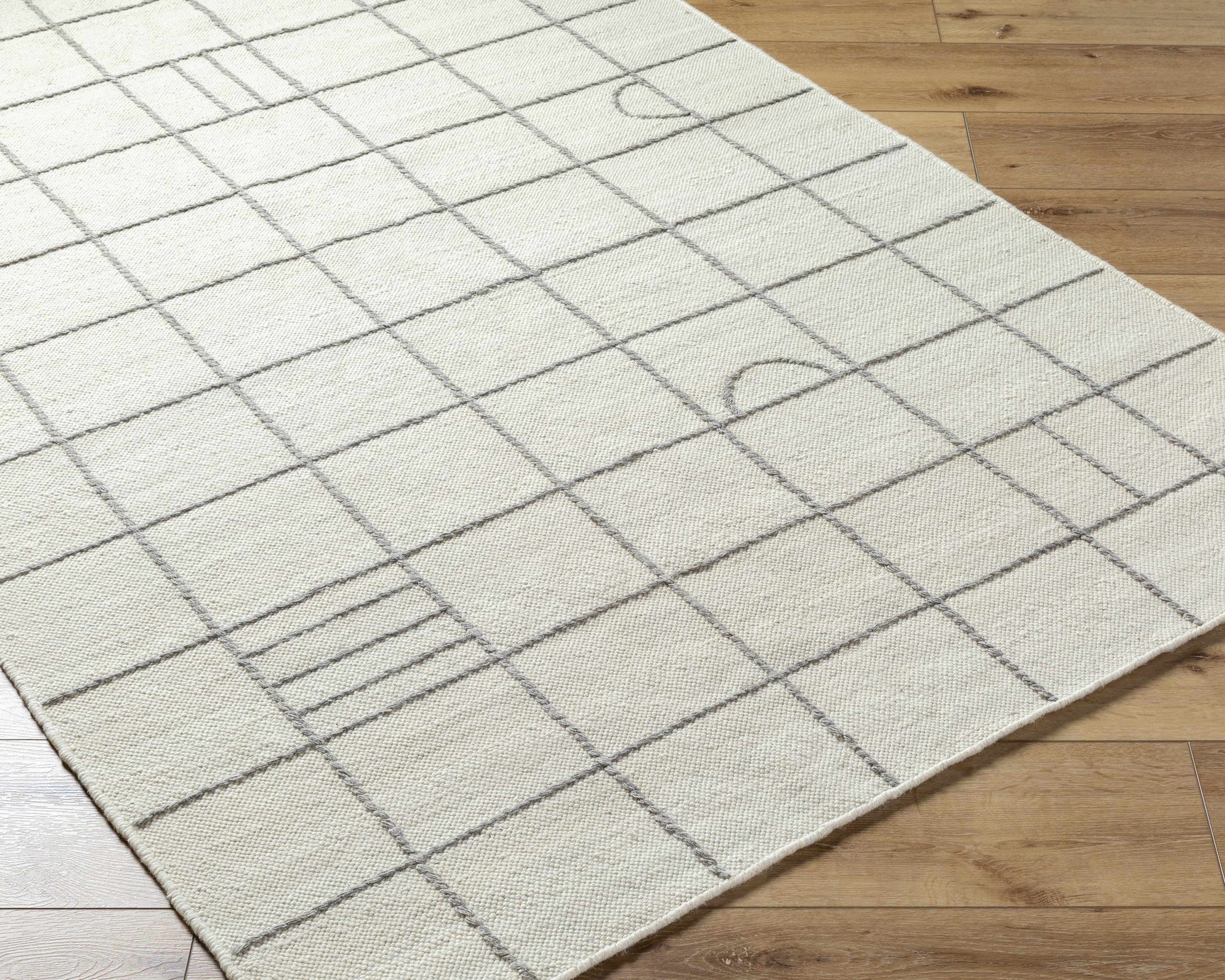Tieve Black & White Grid Wool Rug - Ornate Home