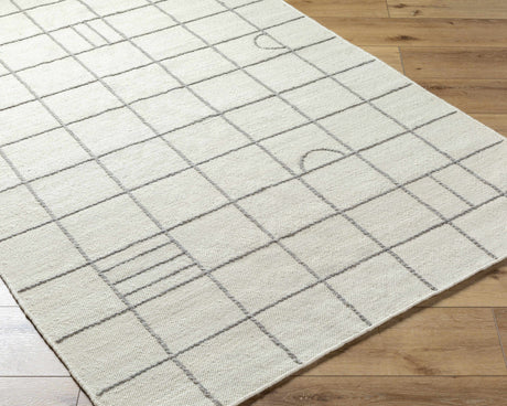 Tieve Black & White Grid Wool Rug - Ornate Home