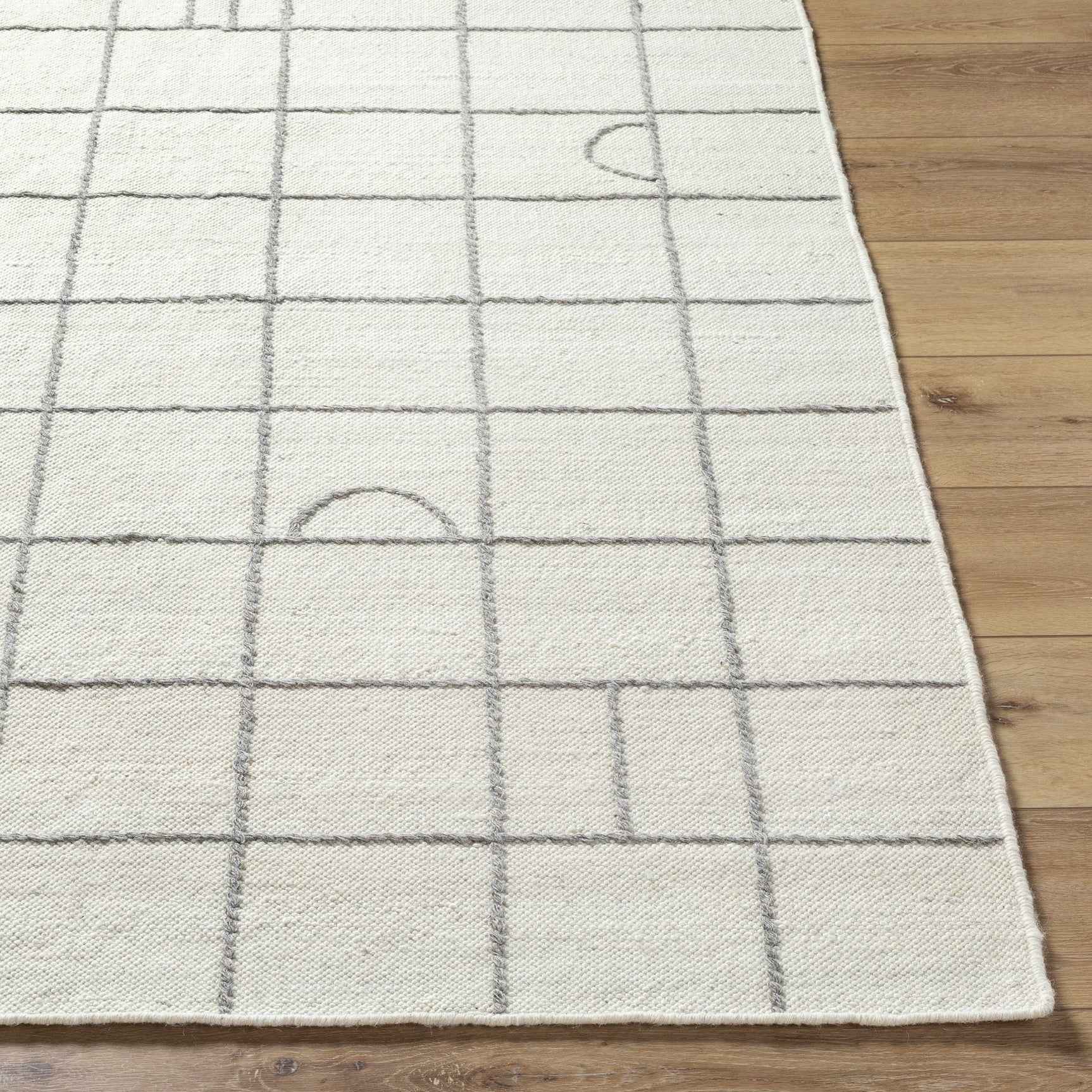 Tieve Black & White Grid Wool Rug - Ornate Home