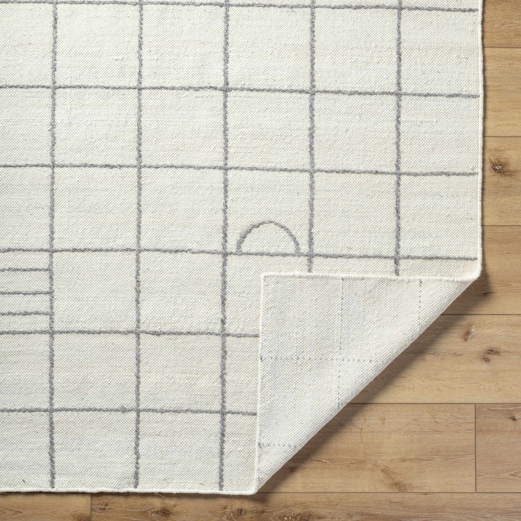 Tieve Black & White Grid Wool Rug - Ornate Home
