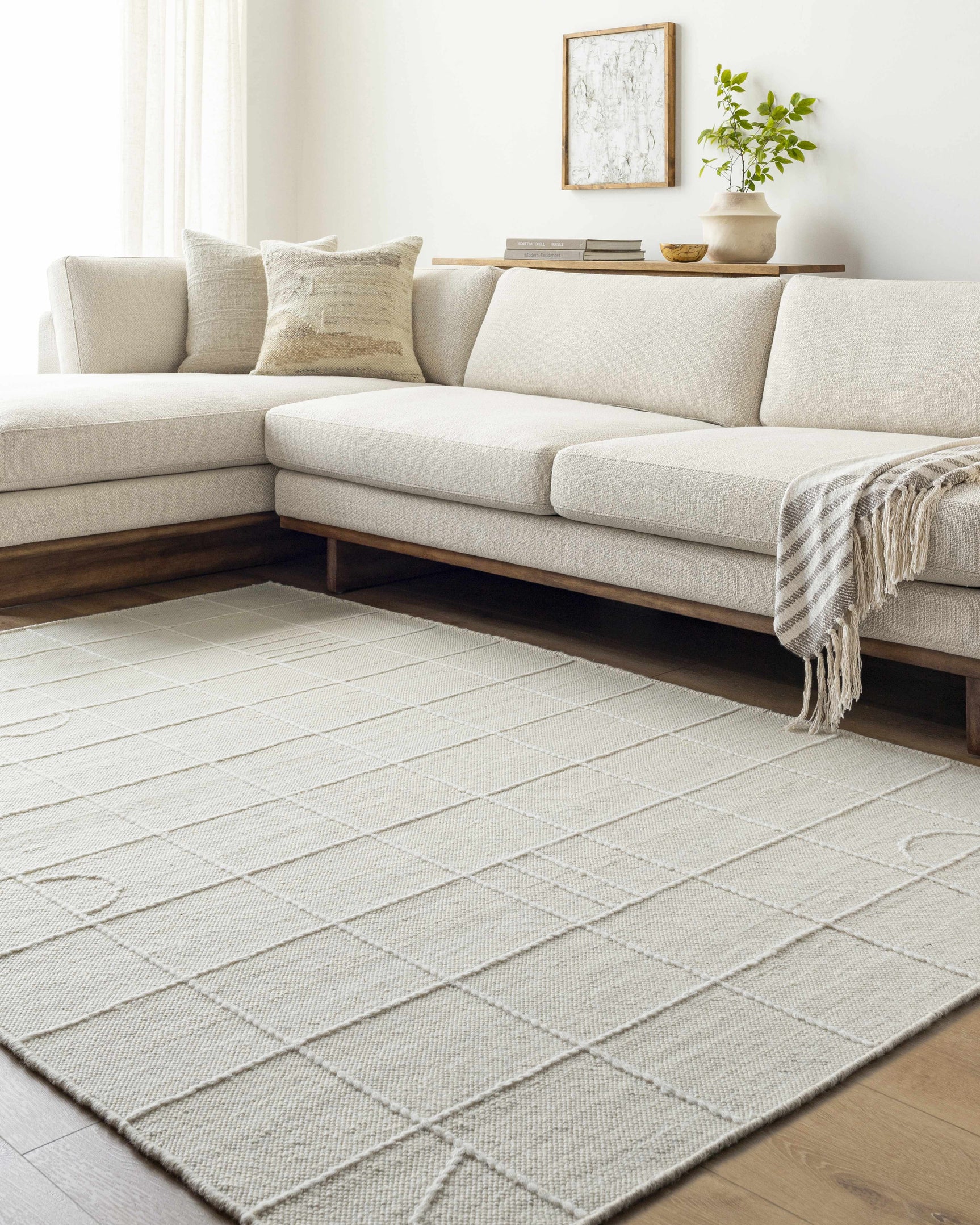 Tieve Off White Checkered Area Rug - Clearance - Ornate Home