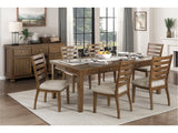 Tigard Cherry/Beige 7-Piece Dining Table Set - Ornate Home