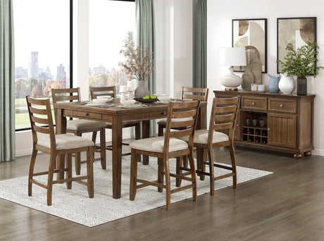 Tigard Cherry/Beige Counter Height Chair (Set of 2) - Ornate Home