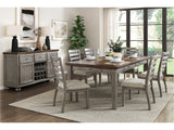 Tigard Cherry/Gray/Beige 7-Piece Dining Table Set - Ornate Home
