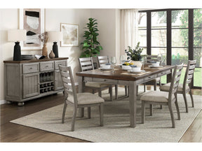 Tigard Cherry/Gray/Beige 7-Piece Dining Table Set - Ornate Home
