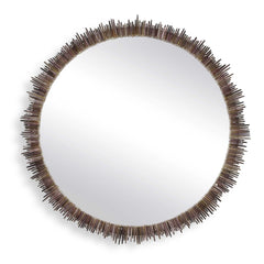 Tiger Sea Urchin Brown/Green/White Round Mirror - Ornate Home