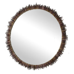 Tiger Sea Urchin Brown/Green/White Round Mirror - Ornate Home