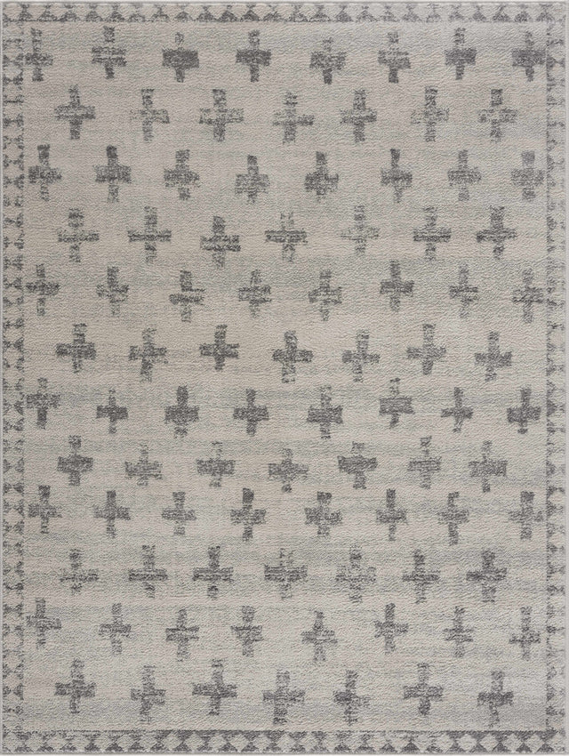 Tigris Swiss Cross Ivory&Gray Area Rug - Clearance - Ornate Home