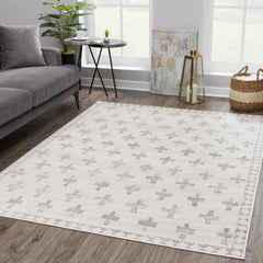 Tigris Swiss Cross Ivory&Gray Area Rug - Clearance - Ornate Home