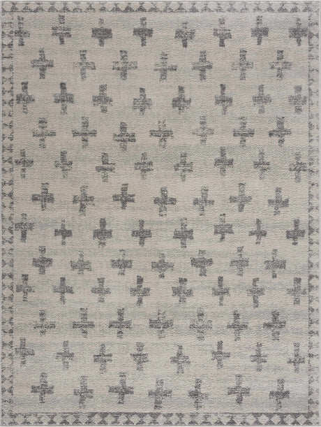 Tigris Swiss Cross Ivory&Gray Area Rug - Ornate Home